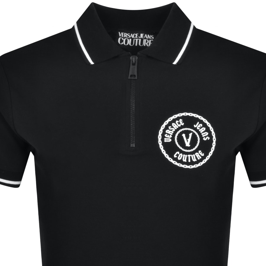 Versace Jeans Couture Zip Polo T Shirt Black